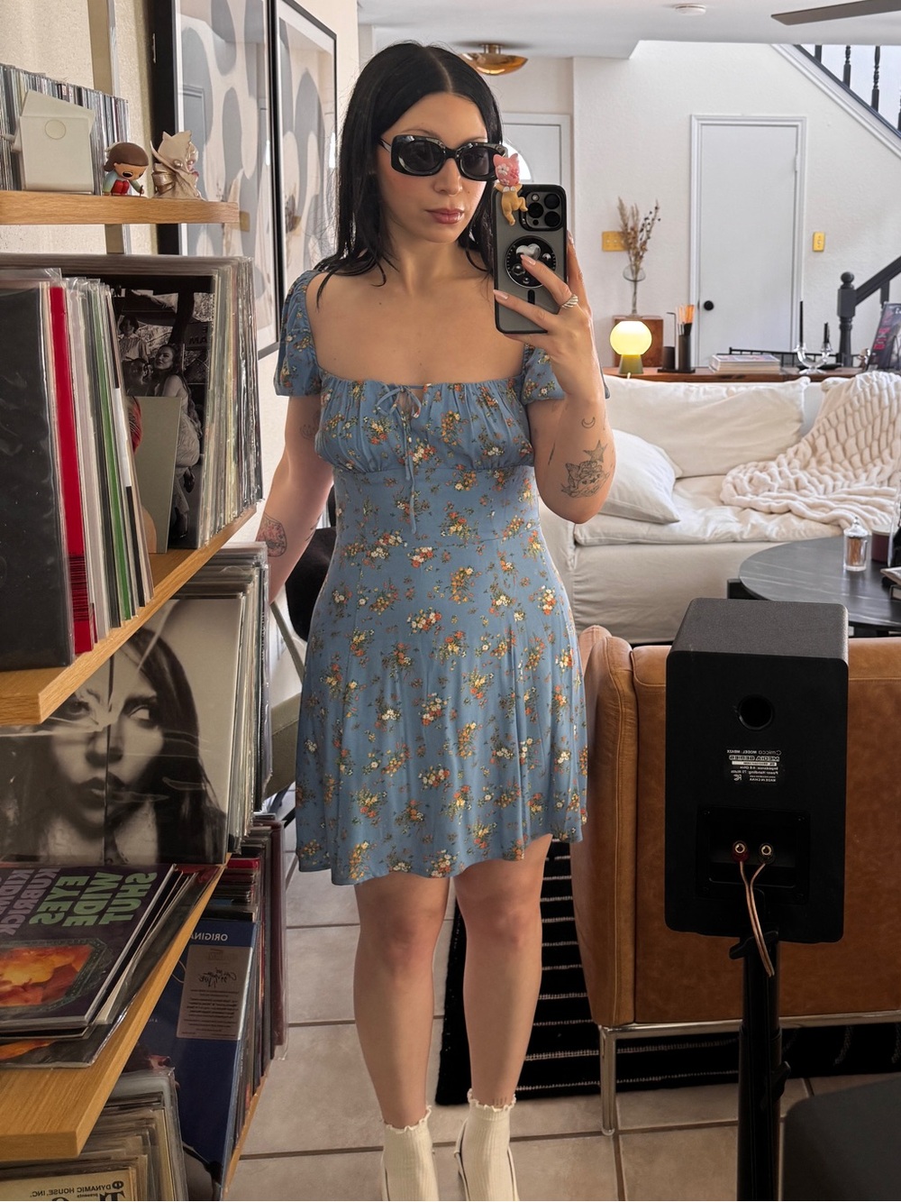 Reformation Cornflower Blue Floral Dress